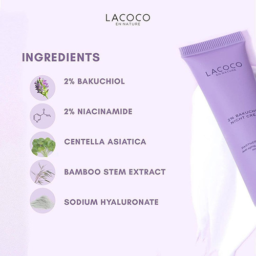lacoco 2% bakuchiol night cream ingredients